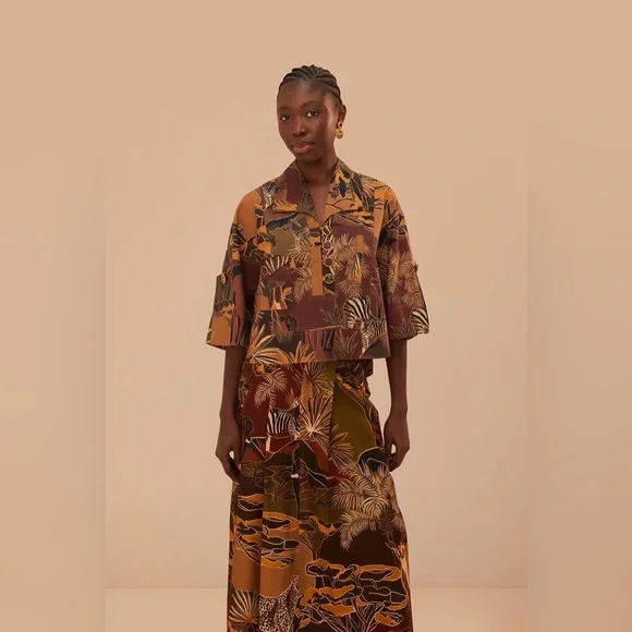 FARM RIO Savana Dream Caramel Utility Blouse - Picture 2 of 5